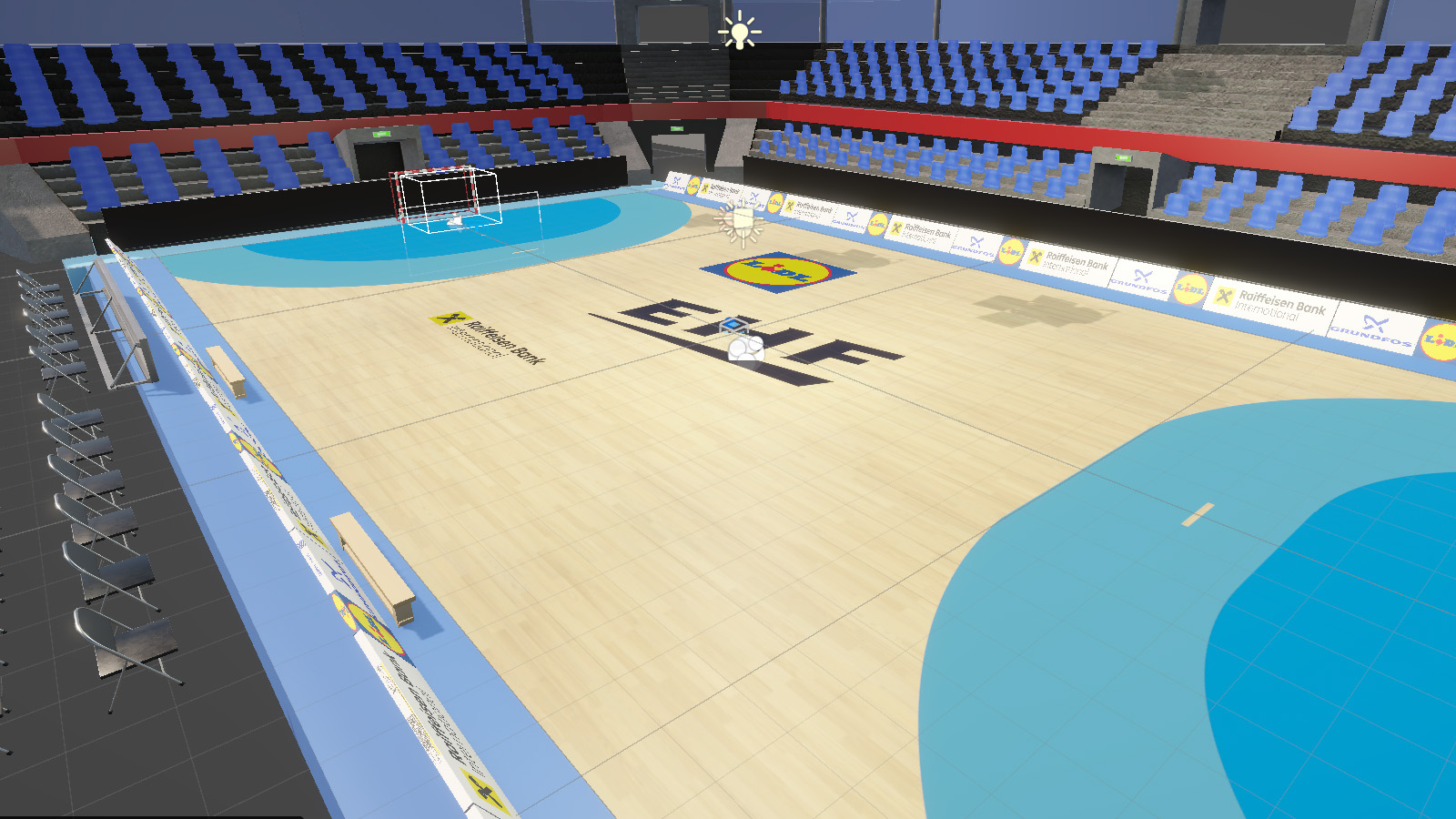 Virtual field in the sports hall